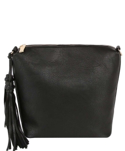 Fashion Tassel Concealed Crossbody Bag LQ308 BLACK